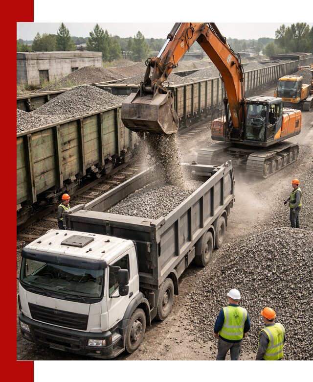 Железнодорожный щебень фракция 25–60 для поставок в Таре