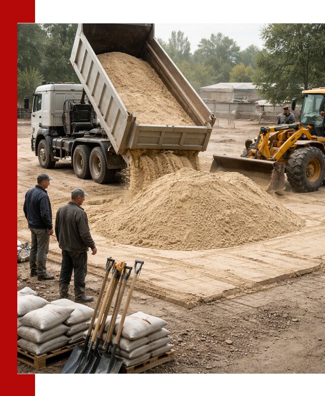Доставка мытого песка в Таре с самосвалами по выгодной цене