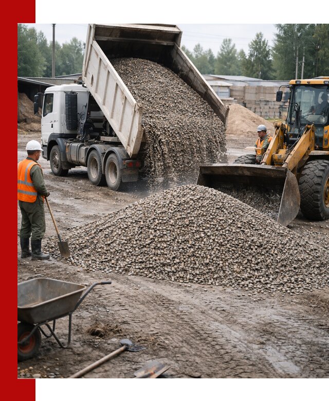 Мытый гравий с доставкой в Таре от карьера до участка