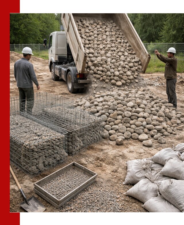 Камень для габионов фракция 70–151 в Таре