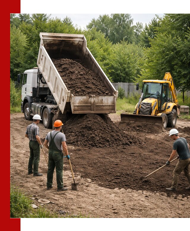 Доставка и укладка грунта для выравнивания участка в Таре