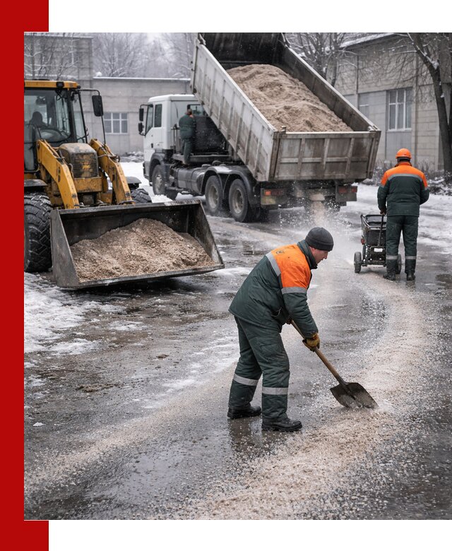 Реагент против гололеда с доставкой и нанесением в Таре
