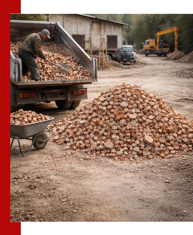 Доставка и подушка из боя кирпича с разгрузкой в Таре