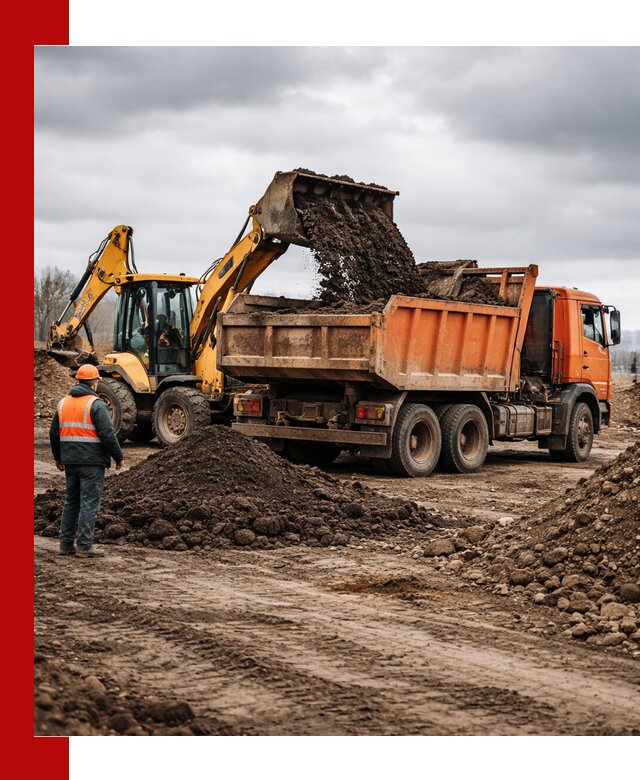 Вывоз грунта и строительного мусора в Таре грузовыми самосвалами