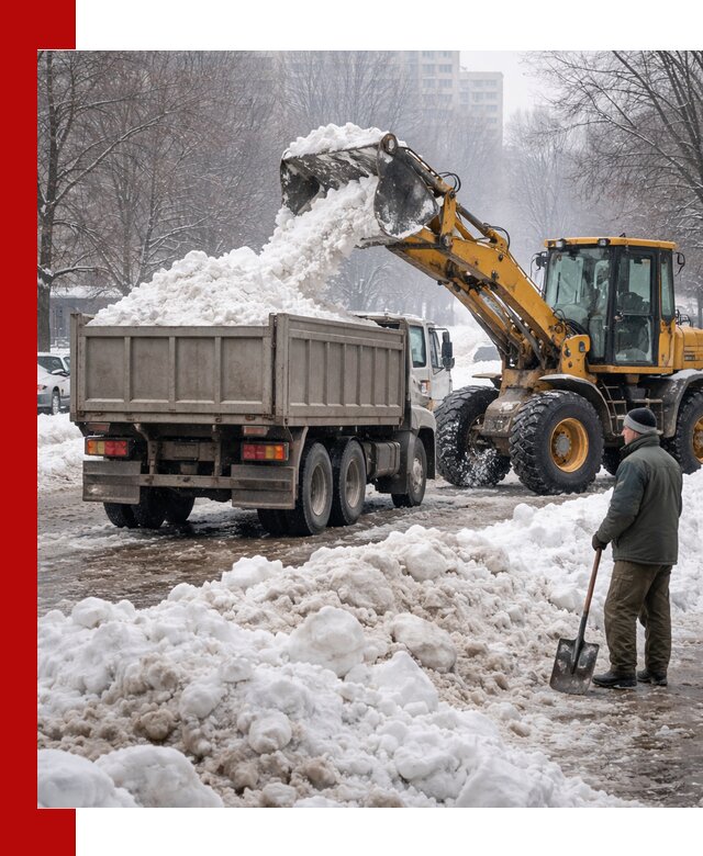 Вывоз снега грузовой техникой в Таре оперативно и чисто