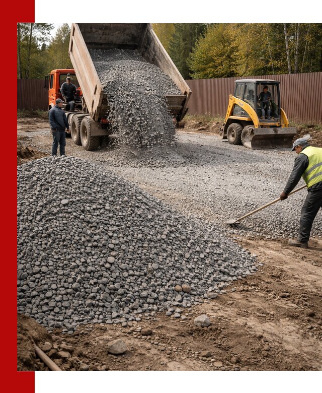 Отсыпка участка щебнем с доставкой и уплотнением в Таре