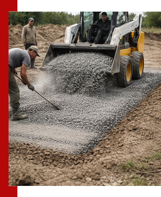 Устройство щебеночной подушки в Таре для дорог и фундаментов